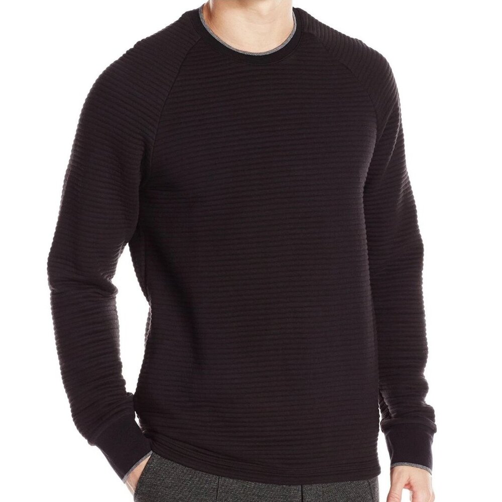 Kenneth Cole Reaction Men's Ottoman Quilted Pullover Sweatshirt, Black